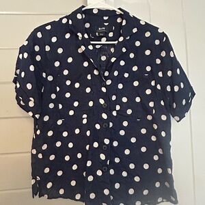 Maeve Navy and White Polka Dot Shirt
